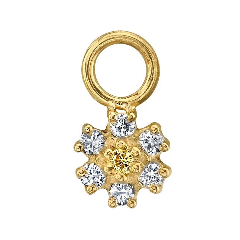 Gemnel Fashion 925 Sterling Silver 14k Gold Plated Flower Cz Charm Hoop Earring