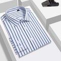 Wholesale Customized High-grade Silk Men's Shirts Treasure Blue Striped Long-sleeved Summer Cool Shirt
