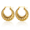 New Fashion Stainless Steel PVD 18K Gold Plated Chunky Hollow Croissant Hoop Earrings for Women Waterproof Jewelry