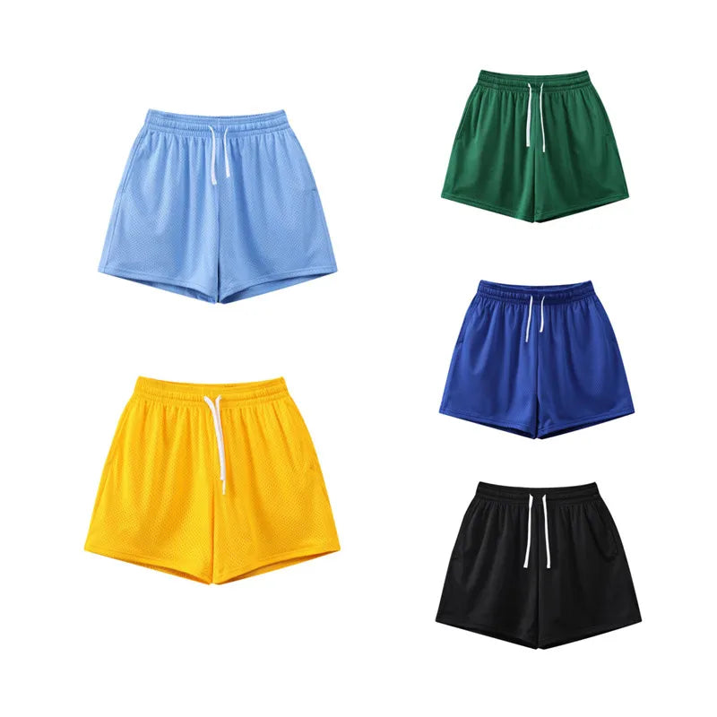 Men's Workout Fitness Sports Shorts Plus Size Gym Basketball Training Quick Dry Polyester Men Mesh Shorts