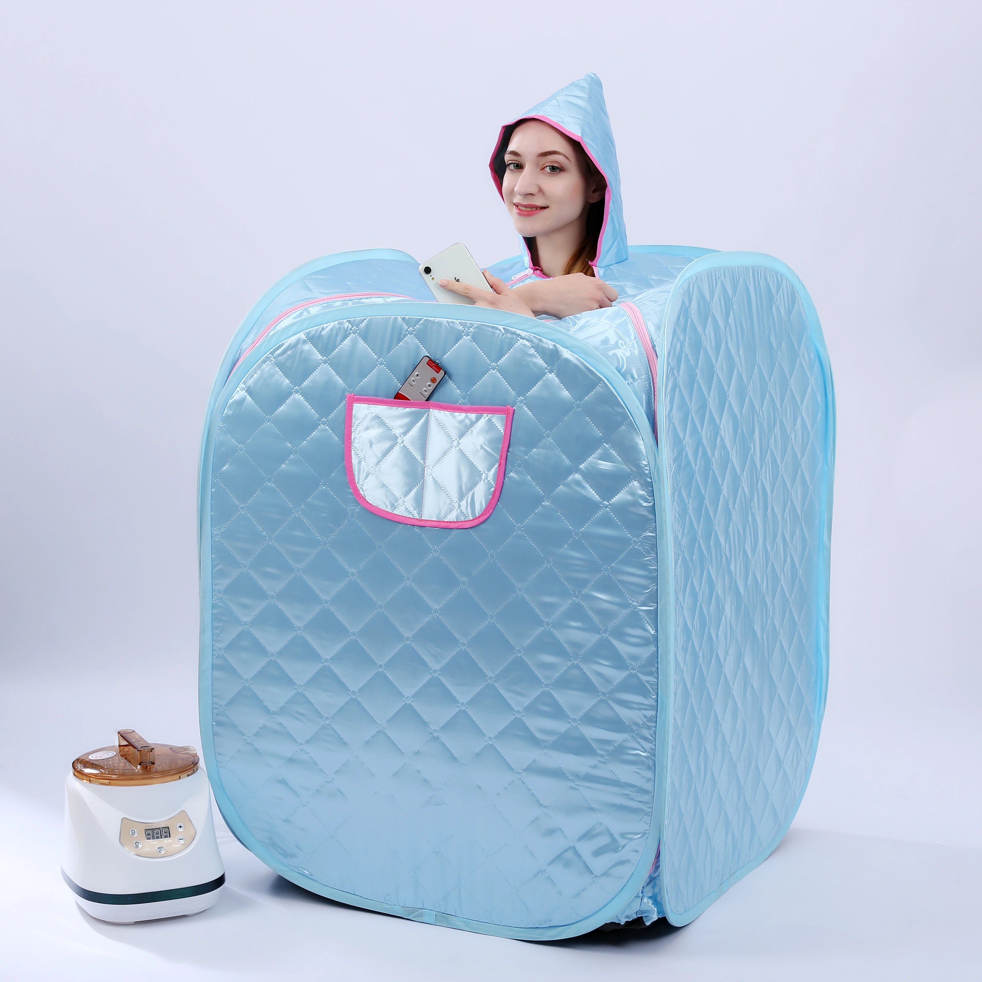 Portable Sauna Spa Steam Room Foldable Sauna Tent Detox Bath Accessory Wet Steam Modern with Feet Hole 3.0L Steam Pot