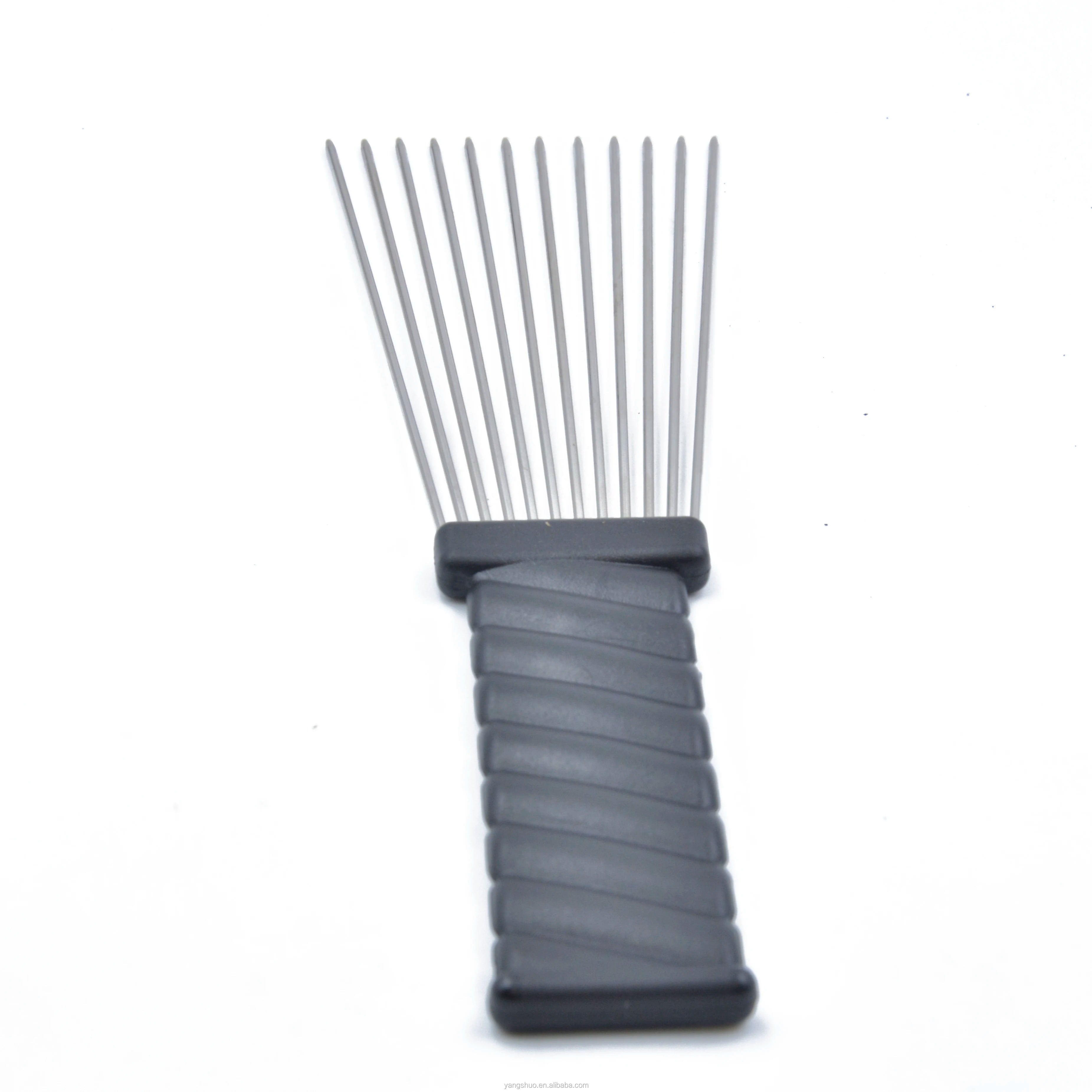 African Pick Comb Straight Hair Brush Small Afro Metal Lice Combs for Home Use Laser Hairdressing Tool with Plastic Handle