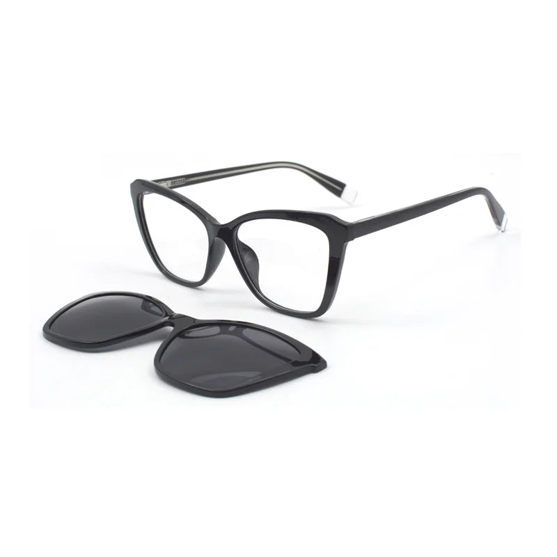 TR90 HIGO H805-L Handmade Sunglasses Magnetic Clip-On Polarized UV400 Protection Solid Pattern Women's Spectacle Frames Eyewear