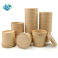 Disposable Biodegradable Takeaway Kraft Soup Bowl Custom Logo Salad Paper Bowl with Lid