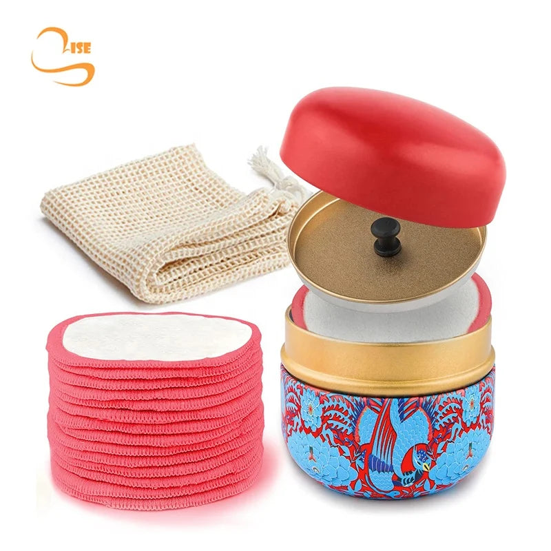 Useful Washable Face Cleansing Pads Laundry Bag Metal Box Package Soft Reusable Make up Remover Kit