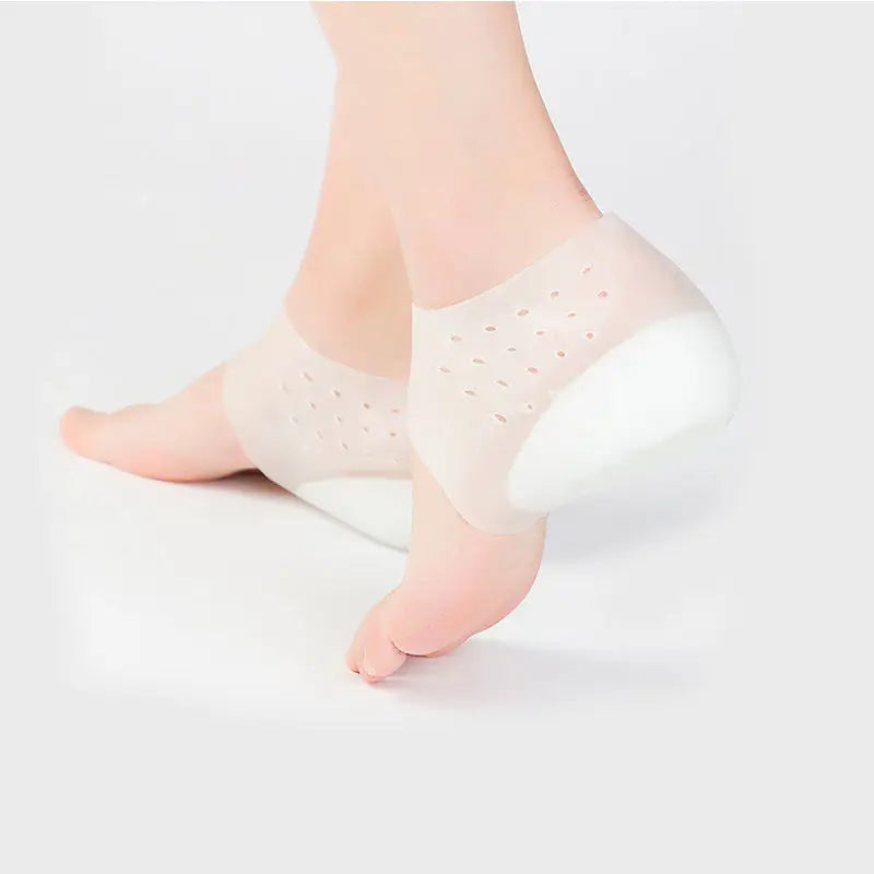 JHZ166 Unisex Silicone Invisible Height Increase Insoles Gel Heel Pain Socks Plantar Fasciitis Silicone White One Size Fits