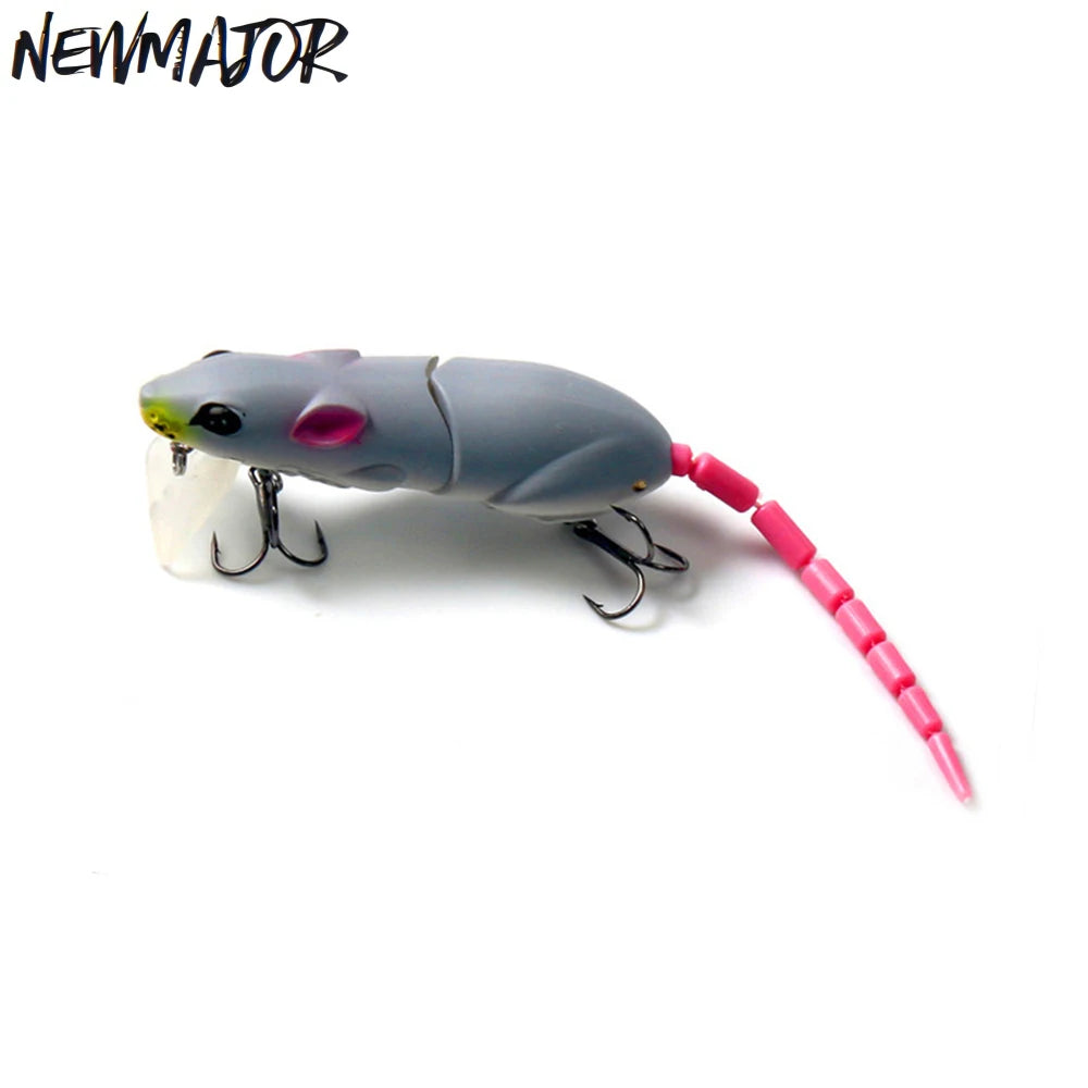 NEWMAJOR 15.5g 15.5cm Floating 2-Section Minnow Lure 5 Color Mouse Lure with Multi-Jointed Hard Plastic Bait for Sea Fishing