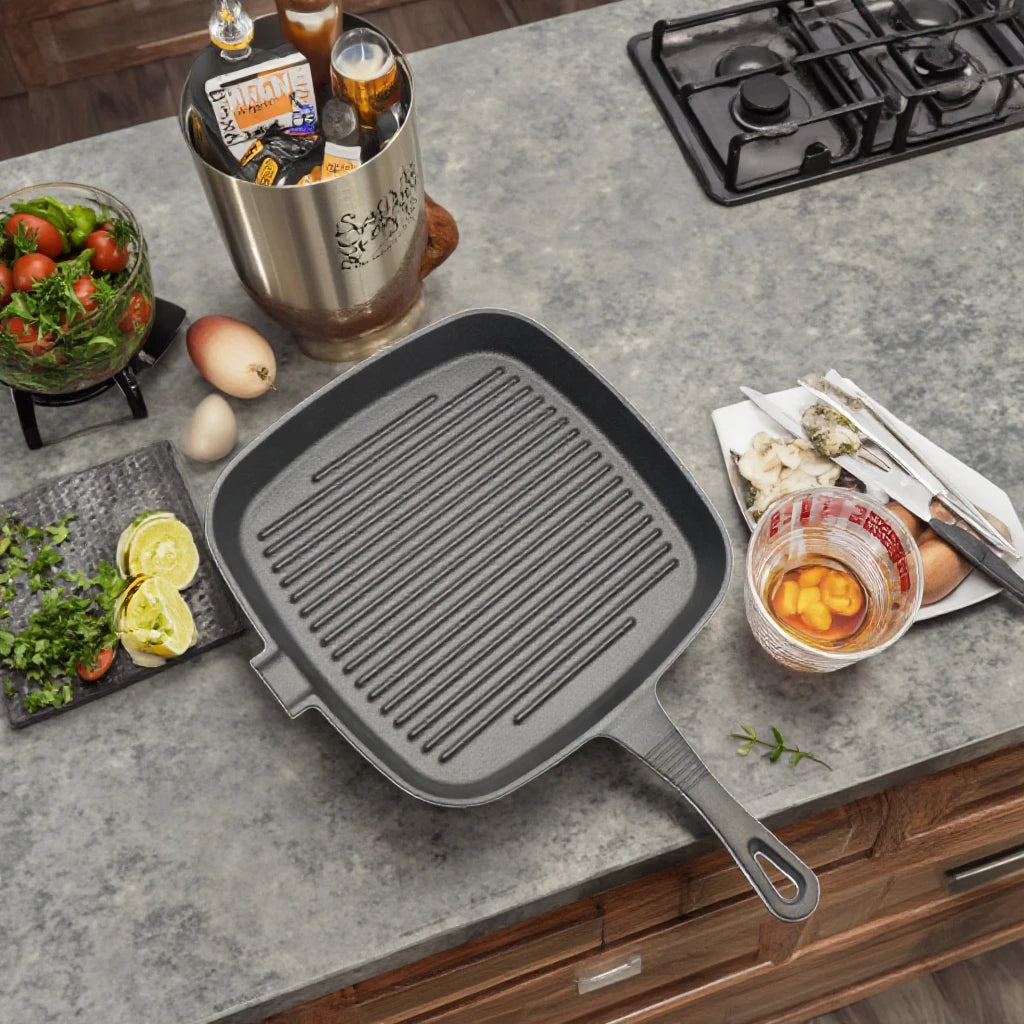 Cast Iron Horizontal Frying Pan Durable Saute Pans for Cooking Comfort and Style