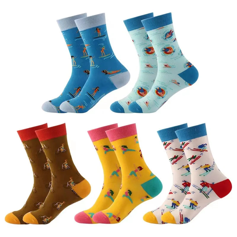 Whale Wholesale OEM Sport Custom Logo Print Woven Designs Cartoon Unisex Cotton Crazy Funny Tiger Fish Turtle Crew Daily Sock