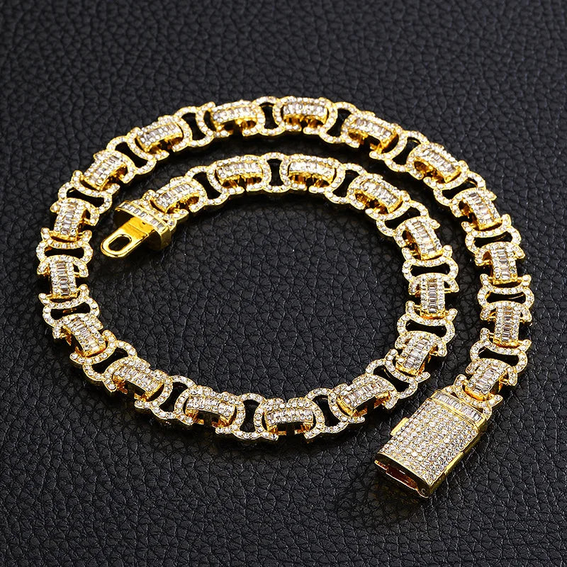 Wholesale 20mm Fake Diamonds Cuban Link Chain Necklace Collar