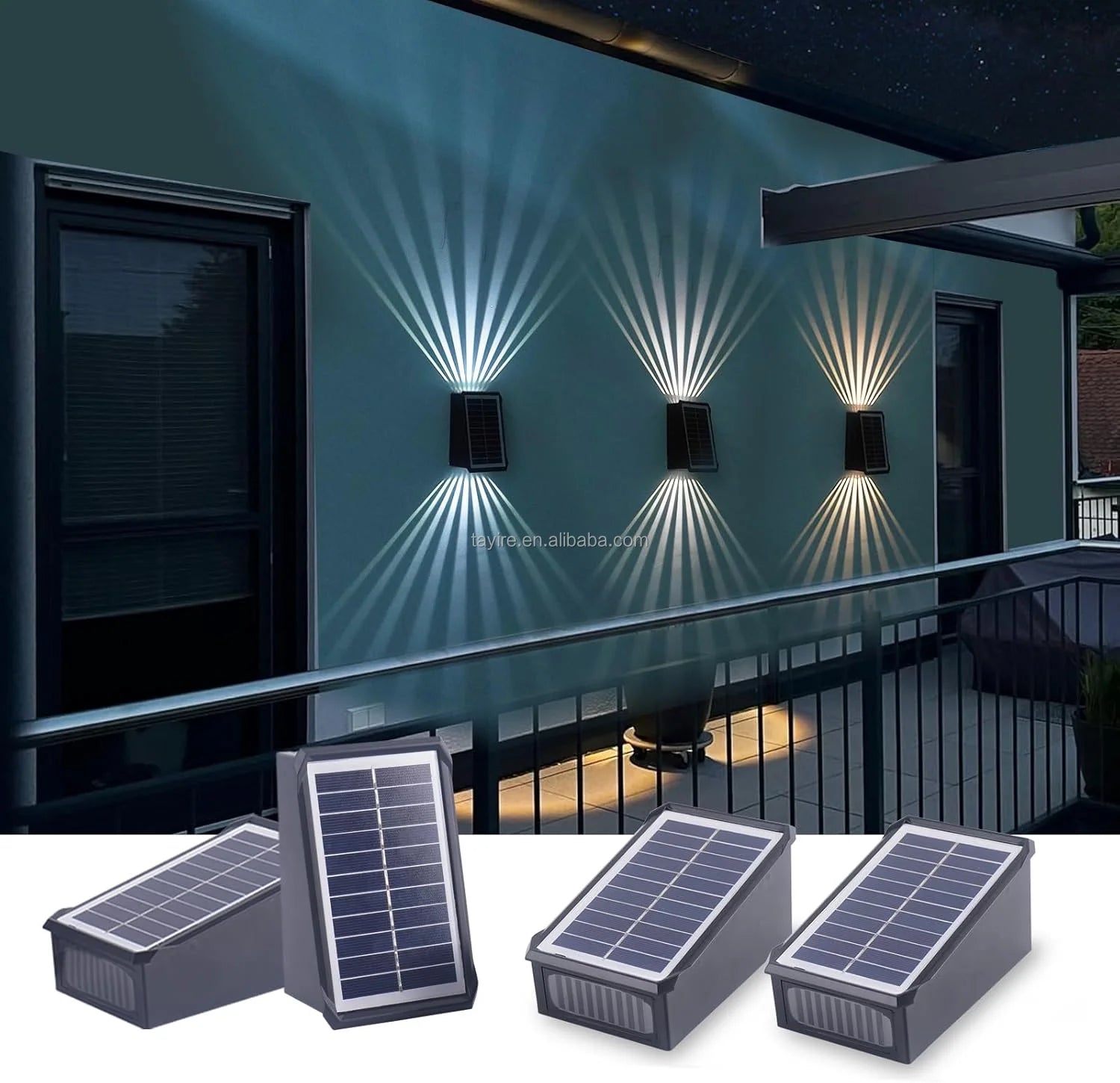 Auto Outdoor LED Solar Wall Light IP65 Sensor Fence Lamp SMD3535 LED Solar Garden Lamp for Yard Corridors & Villas Square Shape