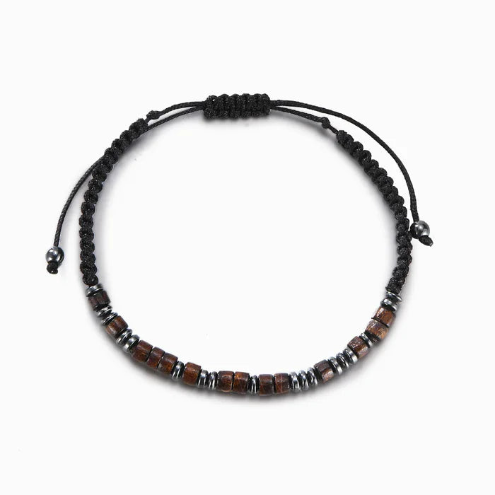 Hanpai New Design Morse Code Adjustable Woven Bracelet Wood Bracelet Magnetic Bracelet for Couples