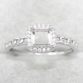 Sterling Silver 5*5/6*6mm Semi Mount Ring Square Frame Empty Support Blank Claws Setting Base Without Center Stone DIY for Inlay