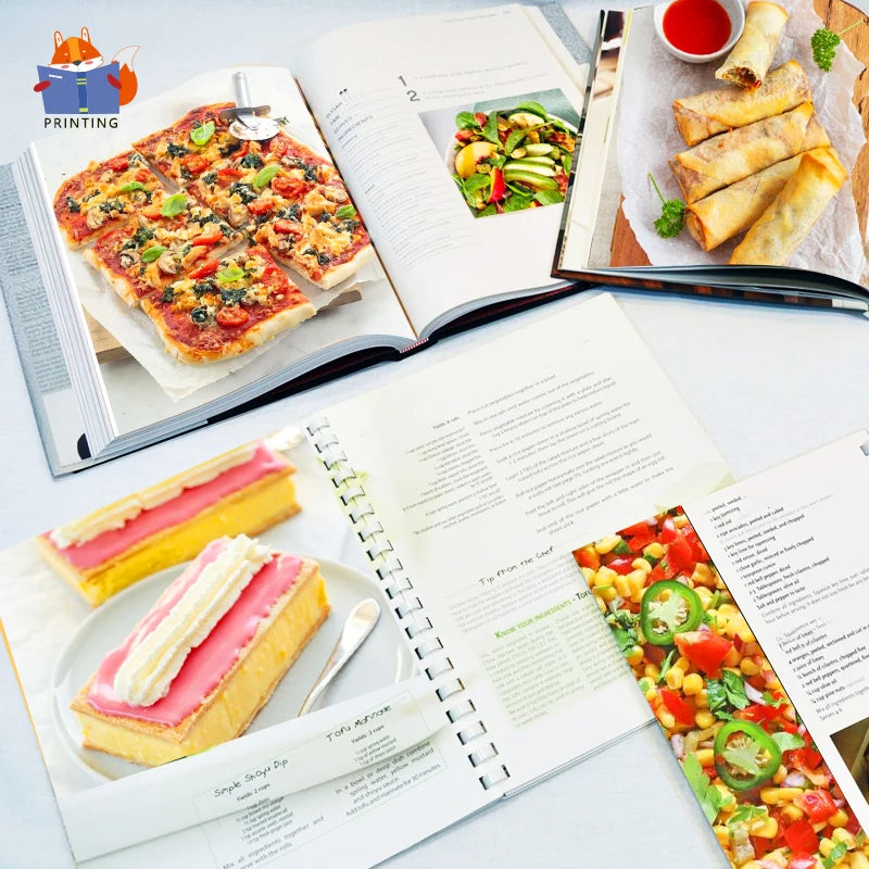 Customizable Colorful Luxury Perfect Binding Cardboard Magazine Catalog Cooking Recipe Softcover Hardcover Book Printing Logo