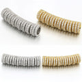 Micro Pave CZ Curved Tube Spacer BarMetal Copper Cubic Zirconia Separator Tube Beads for Jewelry Making