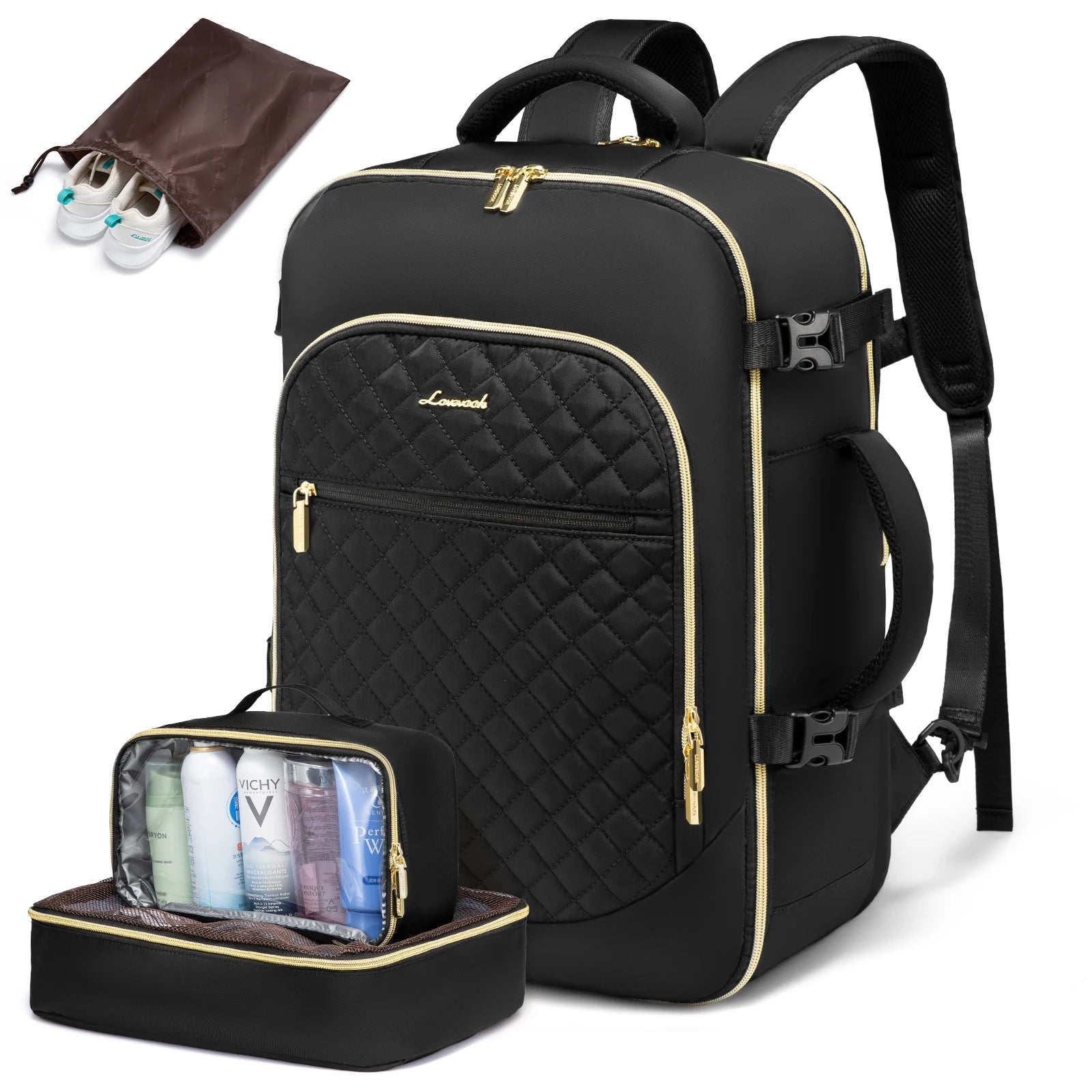 30L Flight Approved Carry on Backpack With 3 Packing Cubes 17.3inch Laptop Business Daypack Large Travel Backpacks for Women