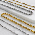 Hot Selling Figaro Wheat Snake Chains Men Rope Link Necklace Jewelry Tarnish Free 18k Gold Cuban Link Curb Chain Stainless Steel