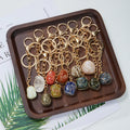 GoldSilver Wire Wrap Irregular Natural Crystal Key Chains Birthstone Gemstone Smooth Tumble Stone Keychain for Key Purse Hanging