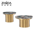 New Arrival Special Stainless Steel Metal Round Side Coffee Table with Artificial Marble