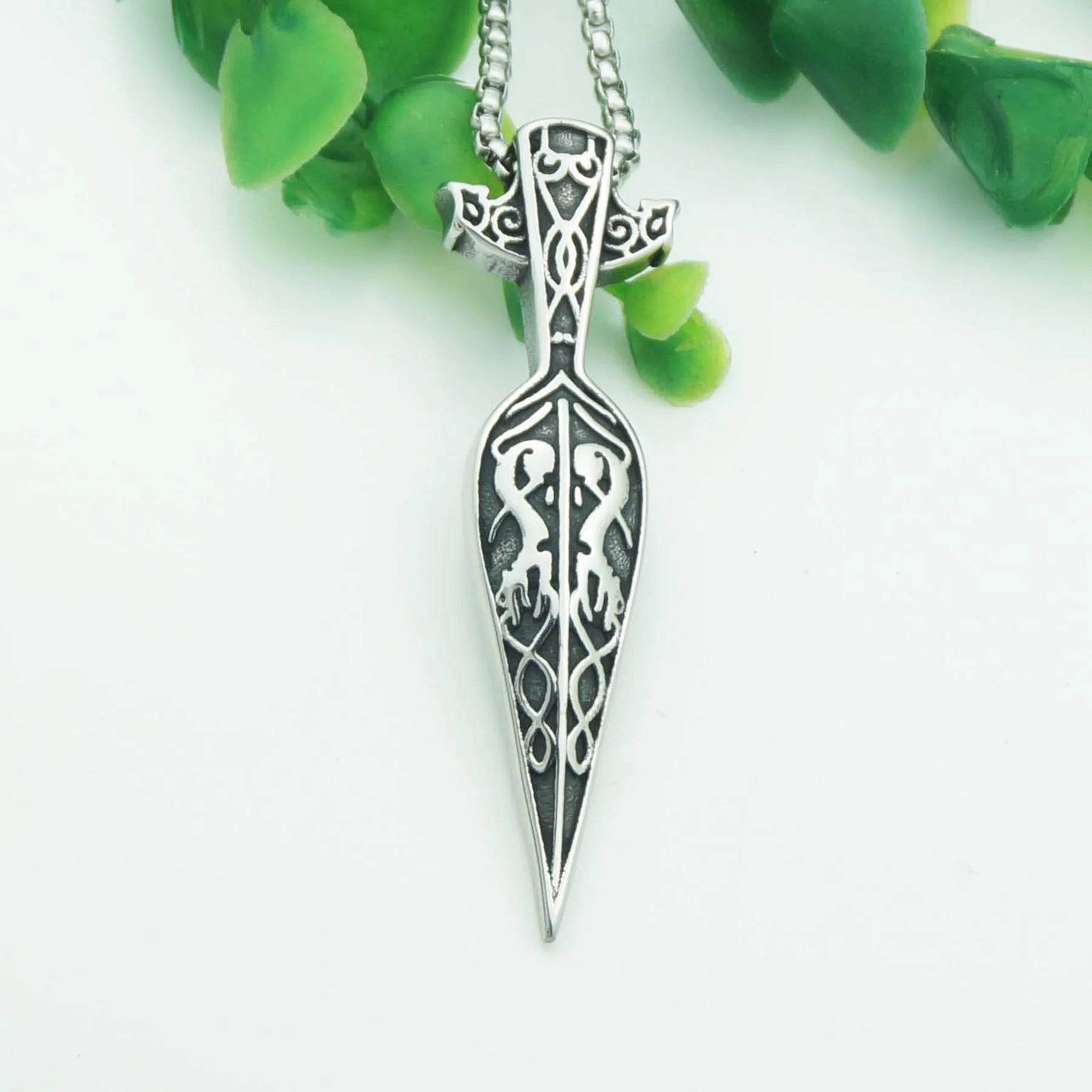 Simple Stainless Steel Viking Rune Pendant Necklace for Men and Women Amulet Jewelry Accessories