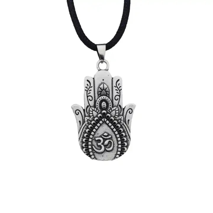 Good Luck Symbol Om Yoga Lotus Pendant Necklace Spiritual Buddhism Jewelry for Gift