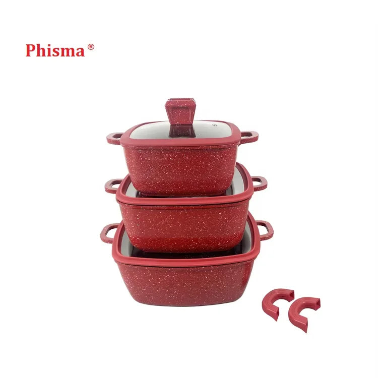 Phisma High Quality Granite Cookware Sets Non Stick Marble Aluminum Cooking Pots and Pans Wholesale Kitchen Cookware Set