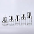 Silk Screen logo Face Care Cosmetic Packaging 20ml 30ml 50ml Golden Silver Dropper Glass Essential Oil Bottle