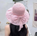 2026 Wholesale Large Brim Bow Lace Breathable Sunshade Hat Women's Hollow Mesh Hat Summer Bucket Hat for Women