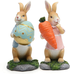 Creative Easter Resin Crafts Rabbit Holding Carrots Rabbit Holding Eggs Small Statue Table Decoration