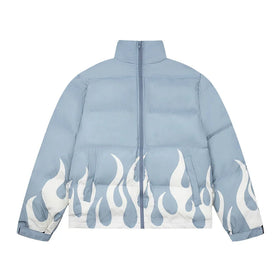 LULUSEN NEW Flame Design Wholesale Winter Stand Collar Hooded Thick Bomber Men Waterproof Breathable Eco-Friendly Jacket