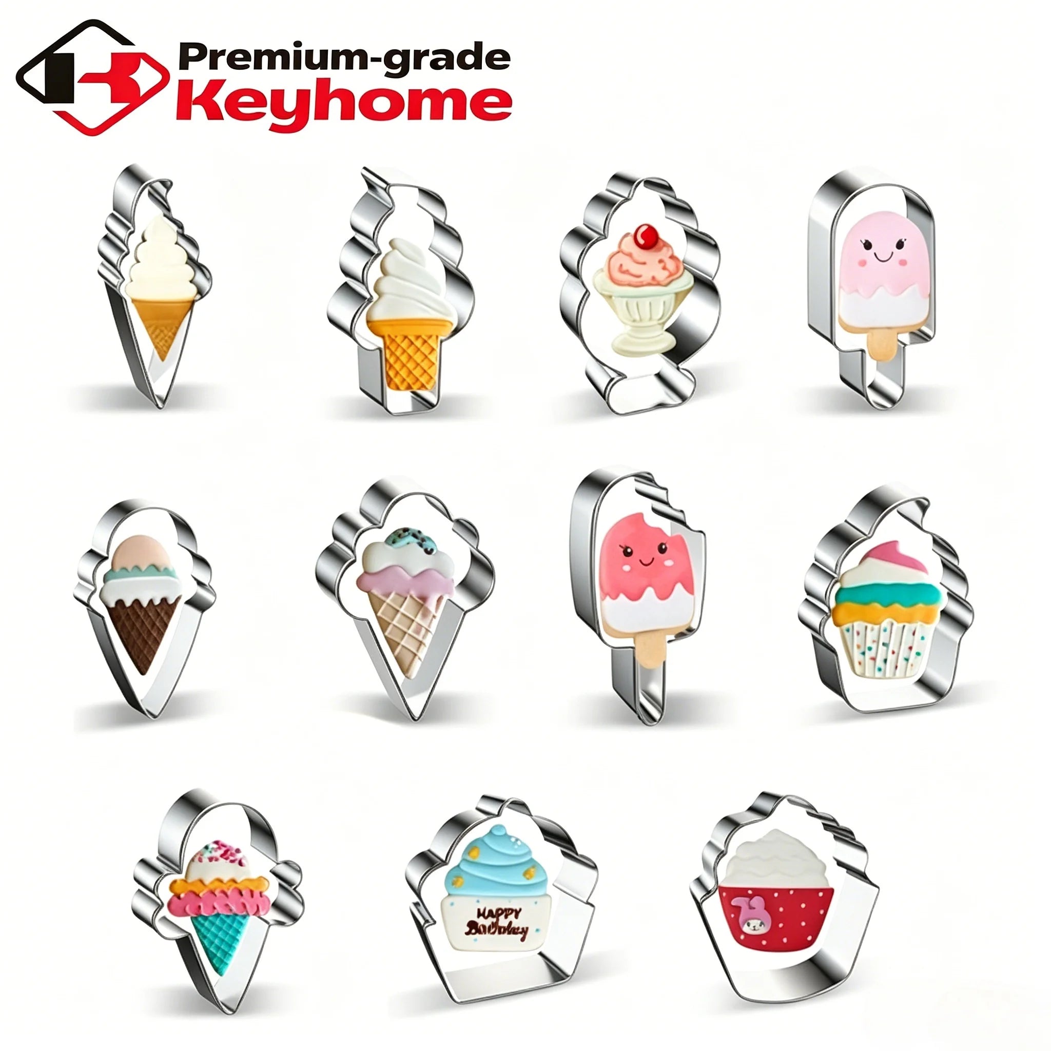 Wholesale Diy Ice-cream Shape Cookie Mold Cortador De Galletas Custom Stainless Steel Cookie Cutter Set for Baking