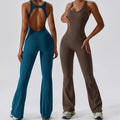 Custom Logo Elegant Casual Jumpsuit for Women Outdoor Dance Yoga Fitness Flare Elastic Soft Butt Lift Rompers Women Jumpsuit