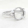 Sterling Silver 10*12mm Semi Mount Ring Empty Frame Blank Support Setting S925 Base Holder Without Center Stone for DIY Inlay