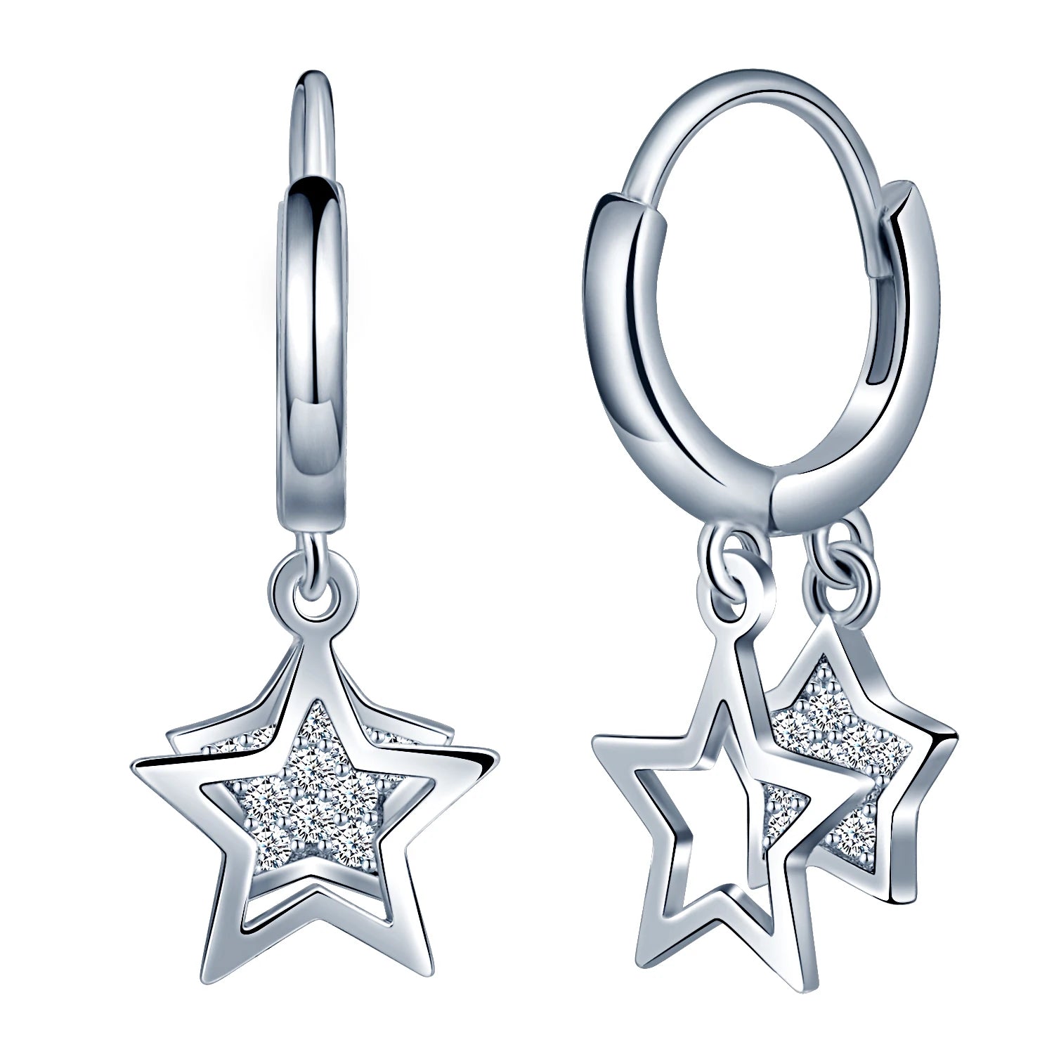 100% 925 Silver Earrings Fashion INS Cute Minimalist Star Hoop Huggies Earrings 925 Silver Jewelry