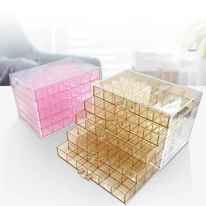 120 Grid Acrylic 5-Layer Drawer Detachable Nail Tool and Jewelry Storage Box for Other Cosmetics and Nail Supplies