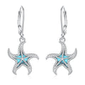 Merryshine 925 Sterling Silver Antique Jewelry Sea Life Charms Turquoise Gemstone Huggie Starfish Drop Earrings for Women
