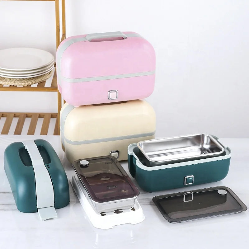 Dual-Layer Minimalist Mini Multifunctional Electric Lunch Box Anti-overflow Heating Handgrip T/T Payment Option for Office Use