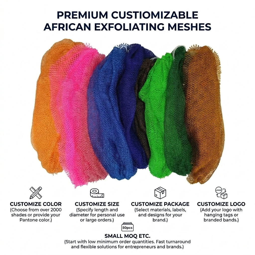 customize logo New Design Original  African Net Sponge Exfoliating  African Sponge Net Long Elastic African Exfoliating Net