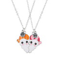 2Pcs/Set Heart Stitching Magnetic Best Friends Pendant Necklace Chain Cute BFF Friendship Jewelry Charm for Girl Women