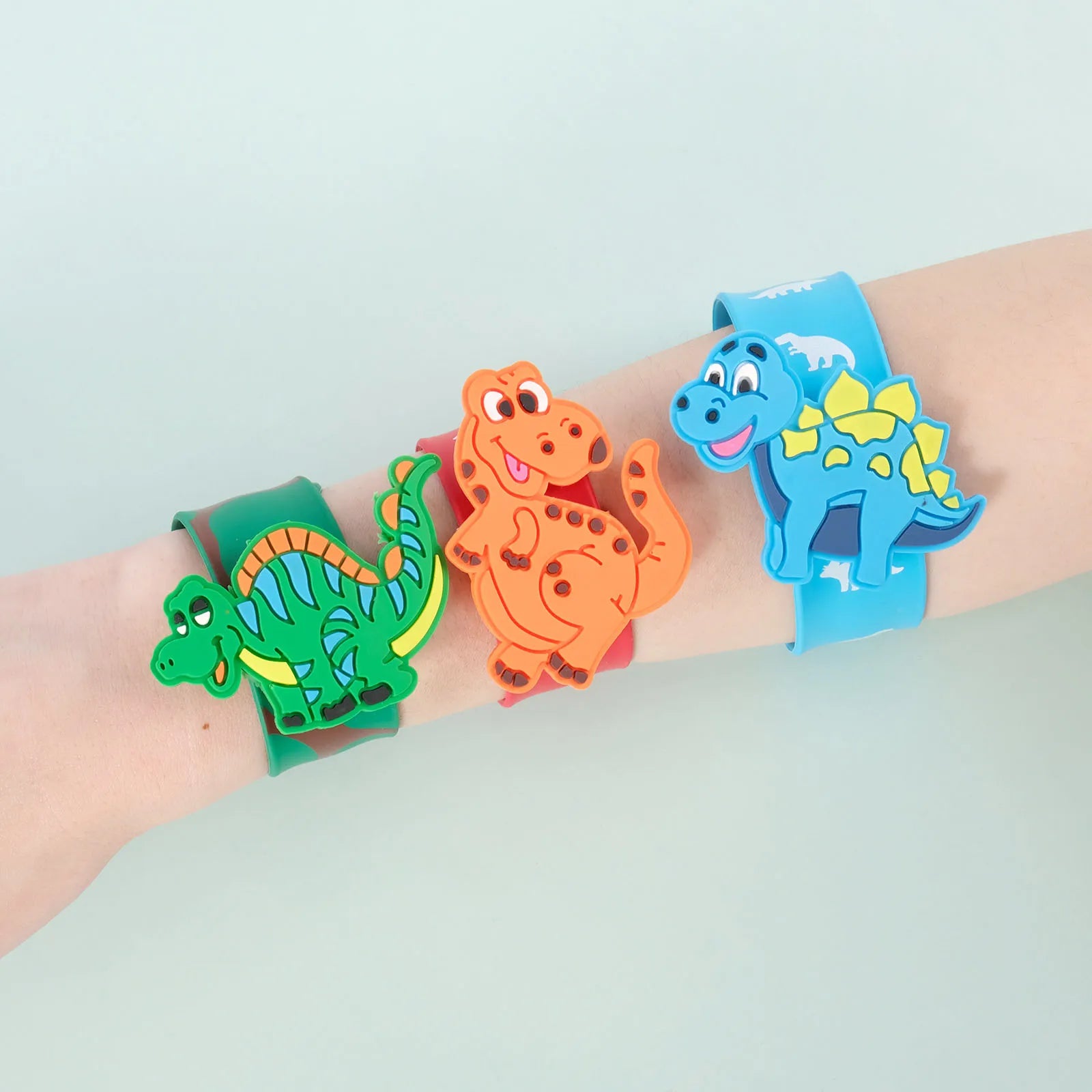 Kids Celebrate Gifts Cartoon Dinosaur Eco-friendly Waterproof Durable Non-Toxic Silicone Flexible Snap Closure Wristband Sports