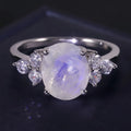 F0066 Abiding Wholesale Jewelry Faceted/Cabochon Optional Oval 8x10MM Natural Moonstone 925 Sterling Silver Women Rings