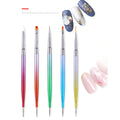 Tamax NAB031 5pcs Nail Art Liner Brush Stainless Dotting Head Multifunction Manicure Gel Design Brushes for Commercial Home Use