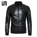 Liu Ming Oem Wholesale Good Quality Autumn Winter Men Casual Stand Collar PU Slim Breathable Zipper Closure Motorcycle Jacket
