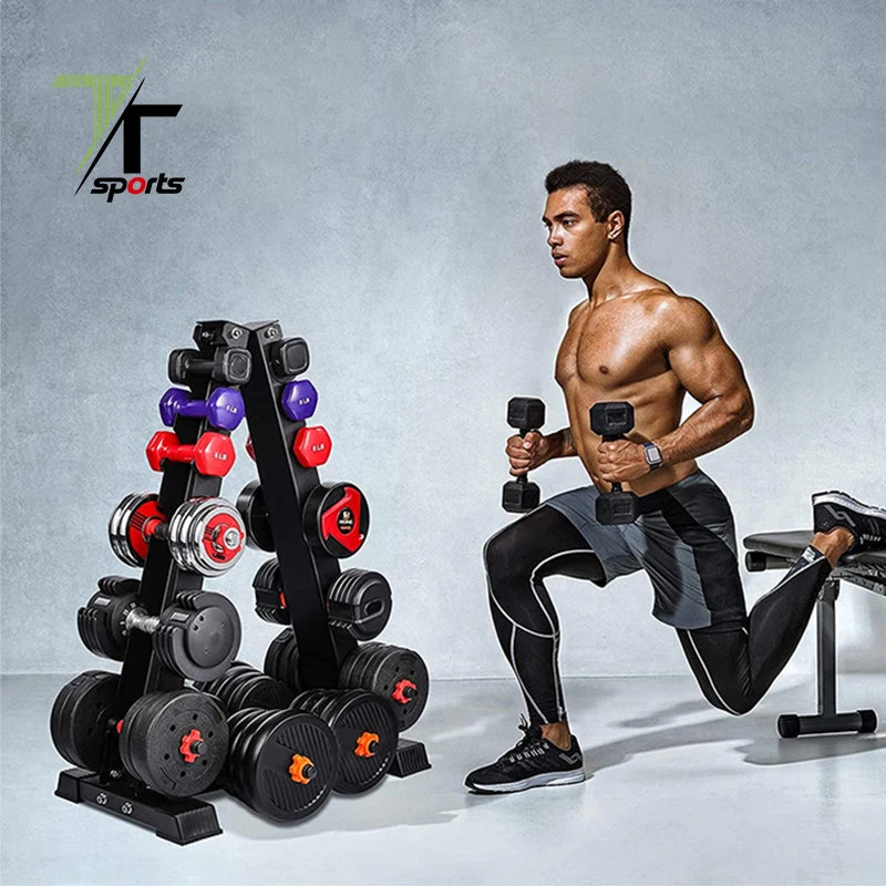 TTSPORTS A-Frame Dumbbell Storage Racks 3/4/5/6 Tier Free Weights Dumbbells Set for Home Gym Exercise