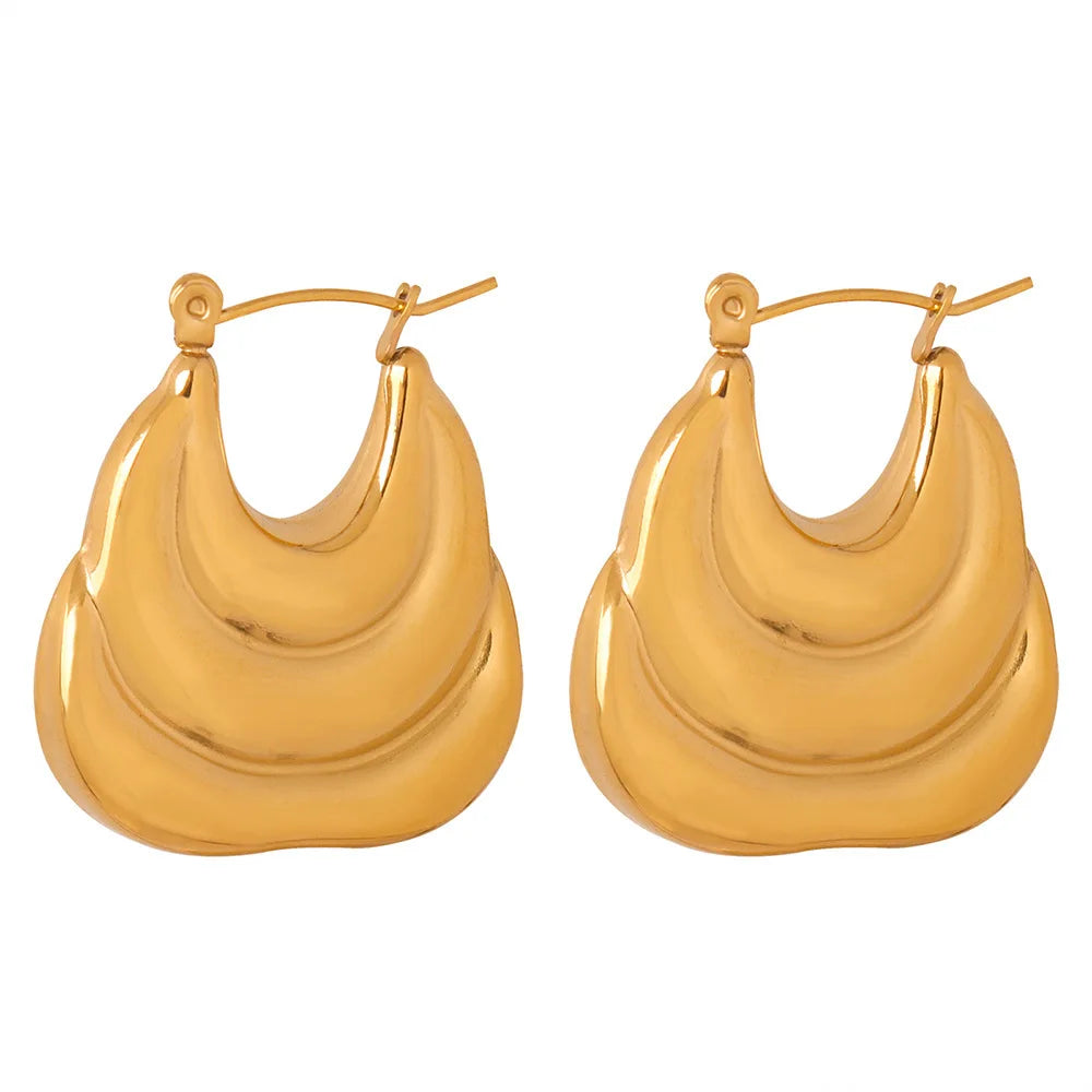 European and American Ins Style Layered Bag Design Titanium Steel Gold-Plated Earrings Graceful Earrings Kickel Free