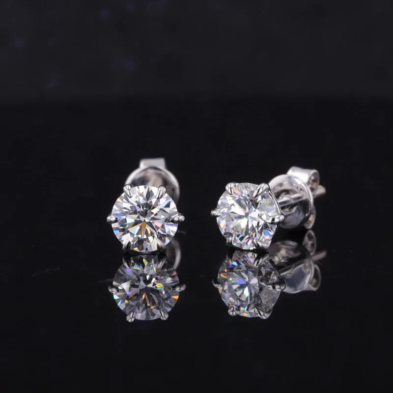 Starsgem Fine Jewelry 18K Solid Gold Simple Style Earrings With D/VVS 5mm Moissanite Stone Stud Earrings