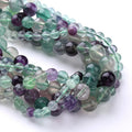 Natural Multicolor Fluorite Round Loose Beads Purple Green Fluorite Gemstone Beads Bulk for DIY Bracelet Necklace Jewelry Making