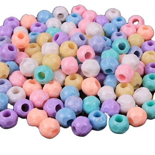 10mm Acrylic Big Hole Faceted Beads Mixed Color for Accessory Children Jewelry Ornament Making