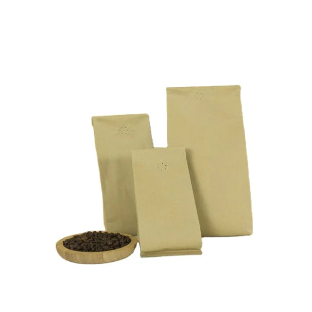Custom Printed Eco-Friendly Compostable Paper Bag Biodegradable Kraft Packaging Pouch Zipper Design for Bean Coffee Beans Food