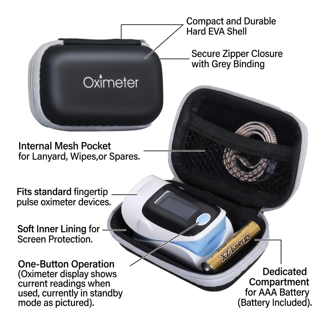 Promotion Black Fingertip Pulse Oximeter Storage Small Eva Case Eva Storage Bag for Pulse Oximeter Carrying  EVA Case